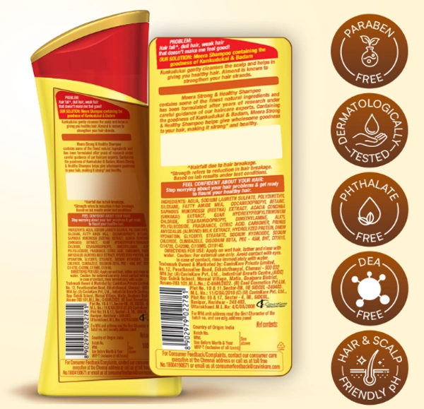 Meera Shampoo Strong & Healthy Kunkudukai & Badam - 180ml