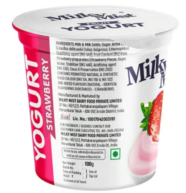 Milky Mist Fruit Yogurt - Strawberry, 100gm
