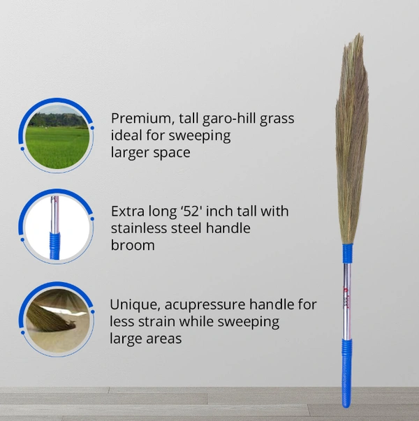 Monkey 555 Steel Handle Grass Broom-1pcs