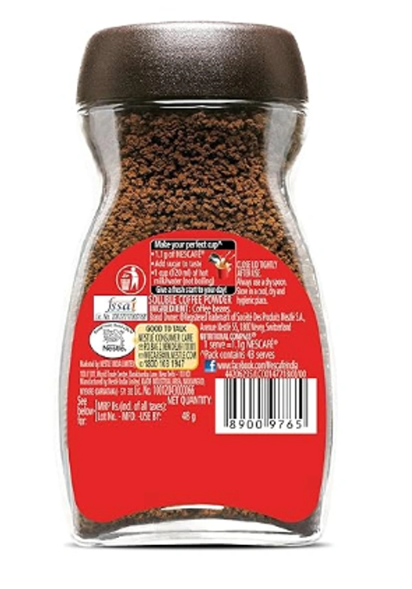 Nescafe Classic Instant Coffee, 100% Pure Coffee - 45gm