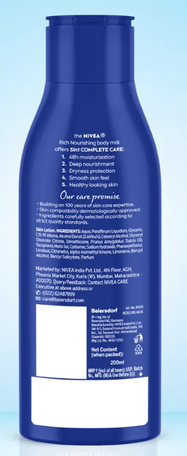  Nivea-Body Milk lotion 5 In 1 Complete Care-200ml