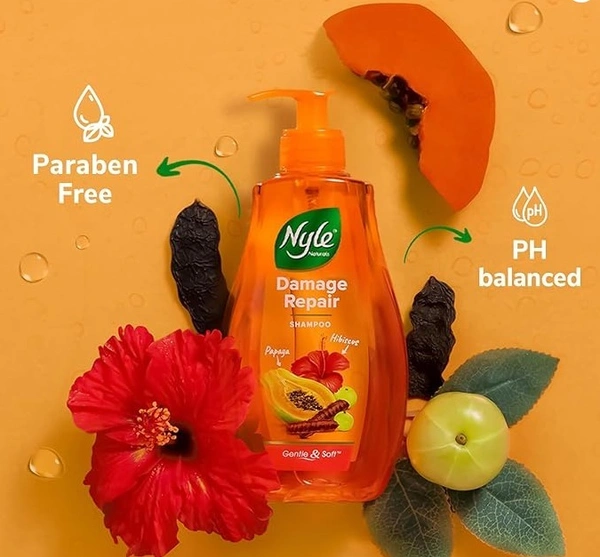 Nyle Naturals Damage Repair Shampoo, Papaya & Hibiscus-400ml