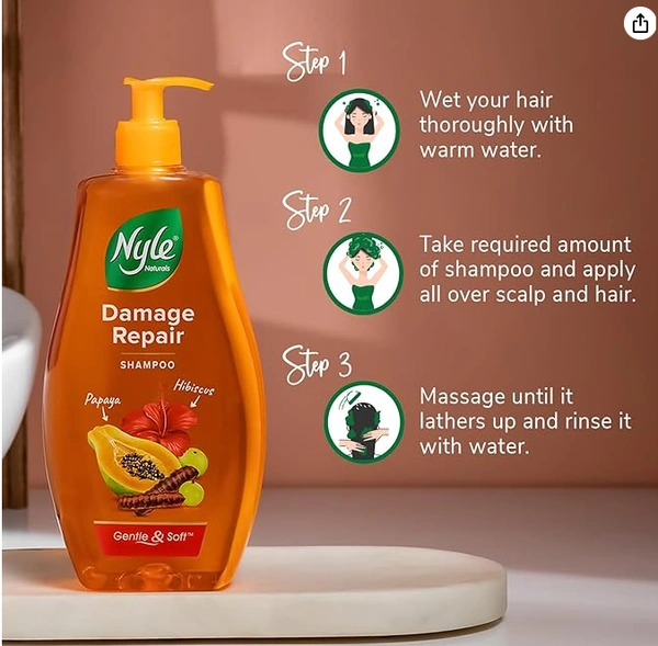 Nyle Naturals Damage Repair Shampoo, Papaya & Hibiscus-400ml