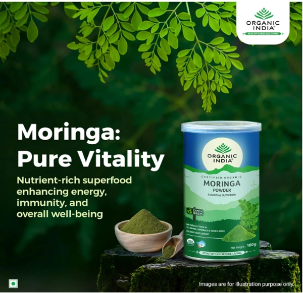 Organic India Moringa Powder, Essential Nutrition - 100gm