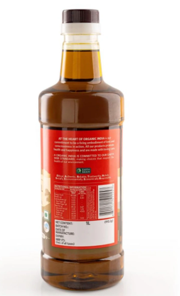 Organic India Mustard Oil, Kachi Ghani, Cold Pressed Cooking Oil - 1ltr