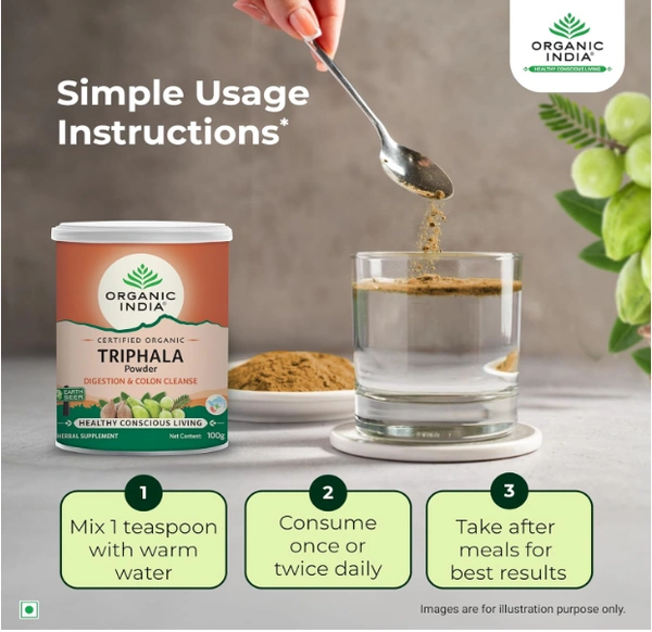 Organic India Triphala Powder, Digestion & Colon Cleanse - 100gm