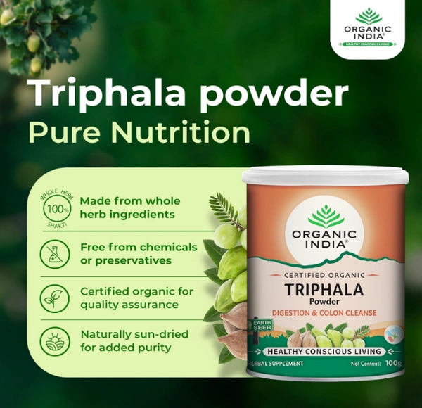 Organic India Triphala Powder, Digestion & Colon Cleanse - 100gm