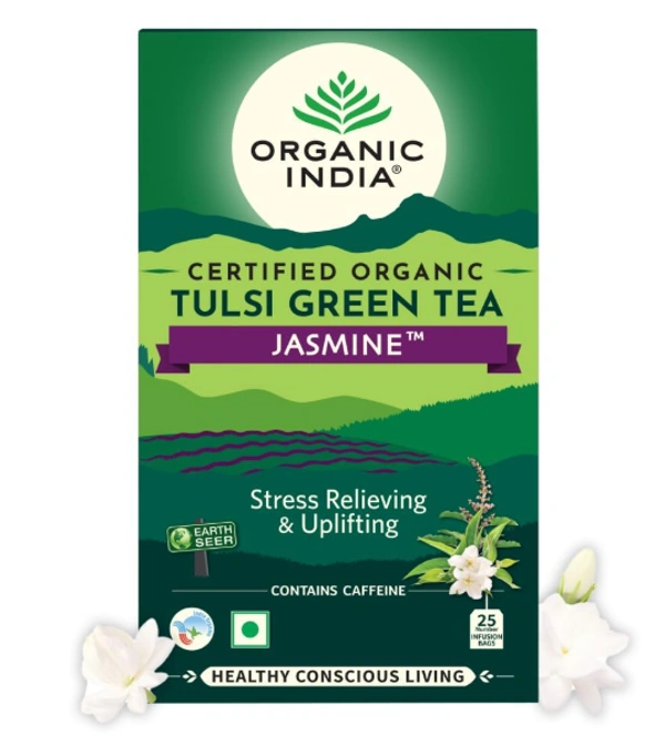 Organic India Tulsi Green Tea, Jasmine - 25 bags