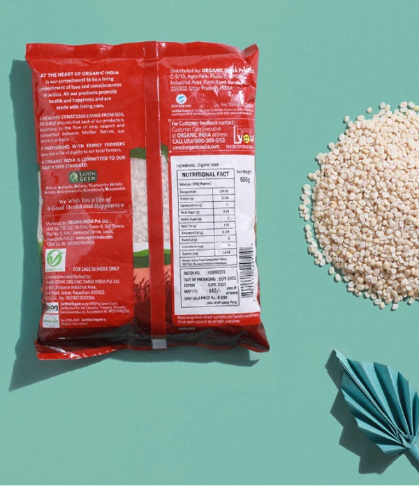 Organic India Certified Organic Urad Split(White) - 500gm