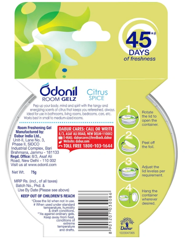 Odonil Room Gelz, Citrus Spice | 3x Fragrance - 75gm