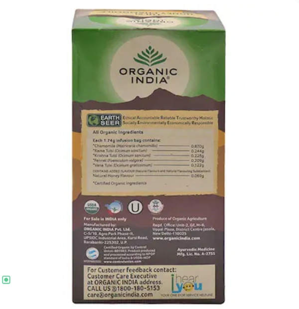 Organic India Tulsi Honey Chamomile Tea, Stress Relieving & Calming-25bags