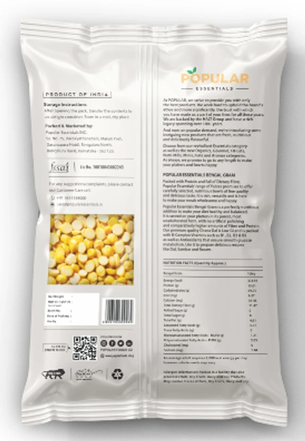 Popular Essentials Chana Dal / Bengal Gram, 500gm