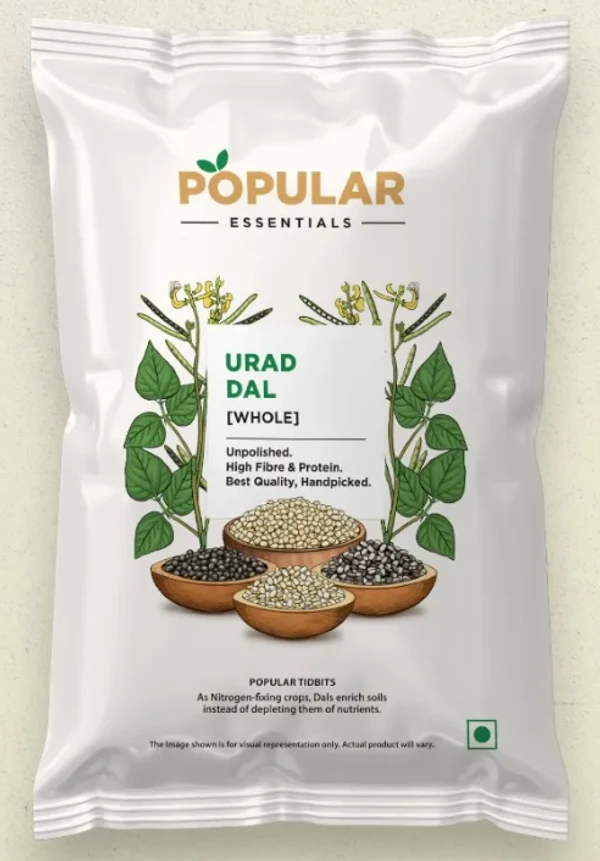 Popular Essentials Urad Whole/Gola white-500gm