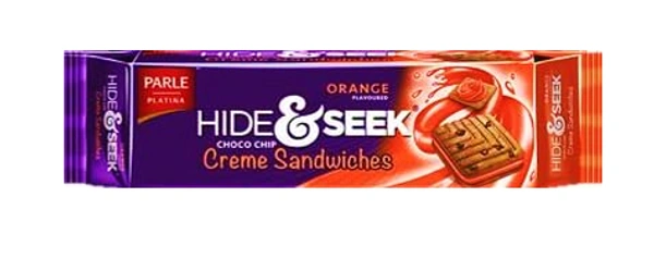Parle Hide & Seek, Choco Chip Creme Sandwiches, Orange Flavoured - 125gm