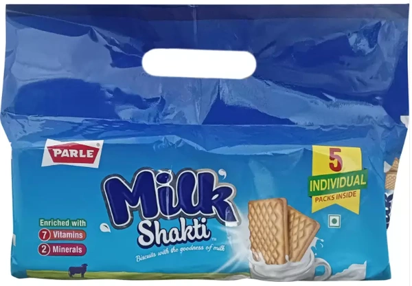 Parle Milk Shakti biscuits, 5 Individual Packs Inside, 350gm