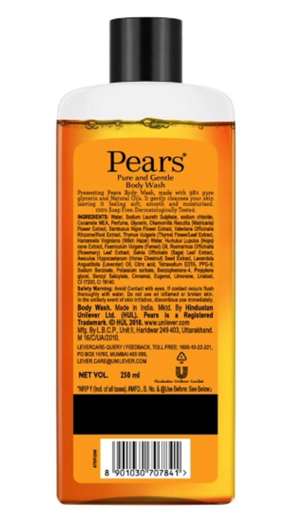 Pears Body Wash Pure & Gentle, 0% Parabens & Soap-250ml