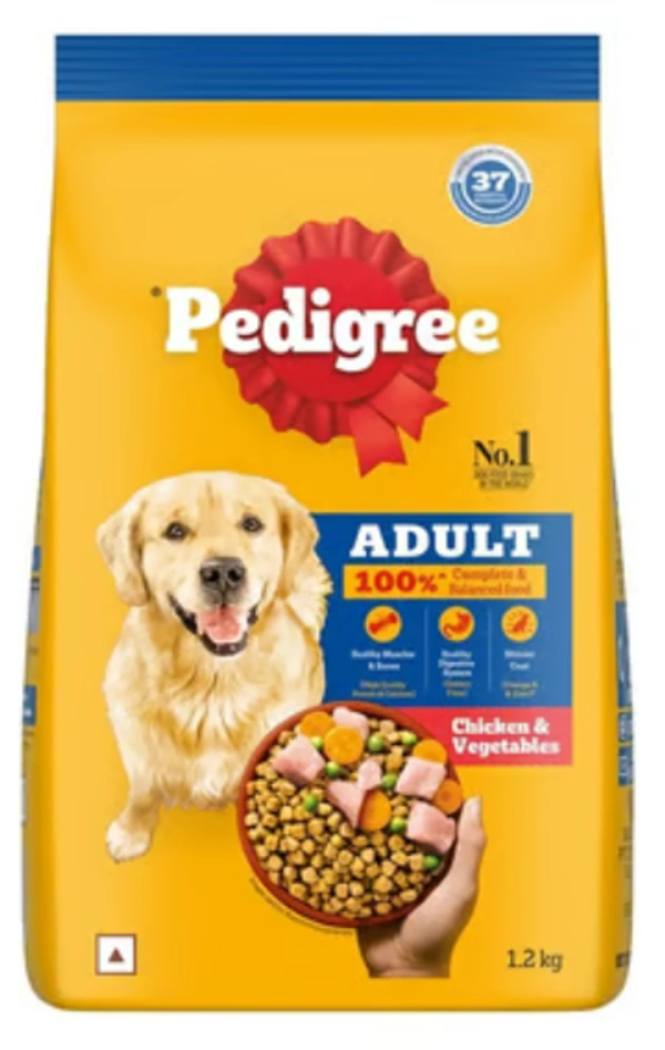 Pedigree Adult Chicken & Vegetables, 100% Complete & Balanced Food - 1.2kg