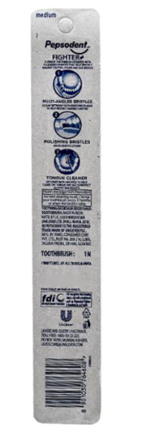 Pepsodent Toothbrush 6 in 1 Protection-Fighter+, Medium - 1pc