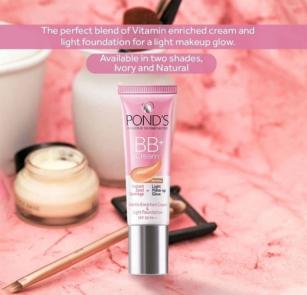 Ponds BB+ Cream-Ivory, Instant Spot Coverage + Light Make-up Glow-18gm