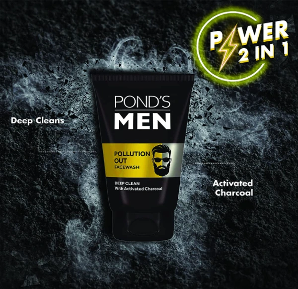 Ponds Men Pollution Out Facewash, Deep Clean with Activated Charcoal - 50gm