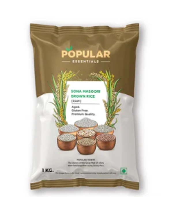 Popular Essentials Sona Masoori, Brown Rice - 1kg