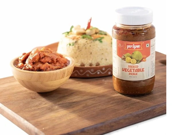 Priya Mixed Vegetable Pickle with Garlic-300gm