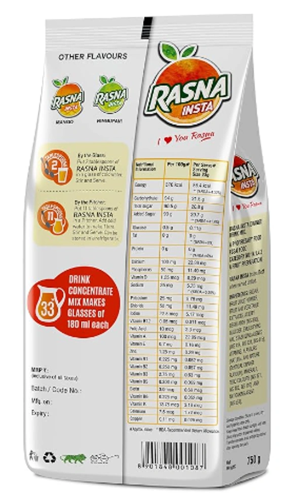 Rasna Insta, Instant Orange - 750gm