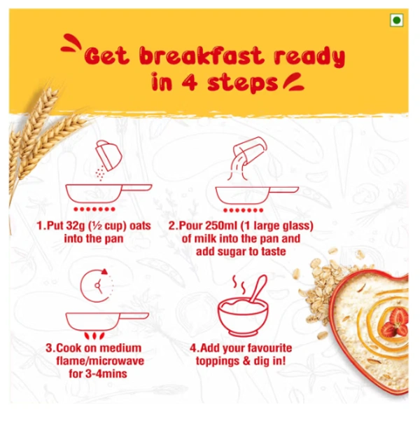 Saffola Oats 100% Natural, Creamy Oats - 500gm