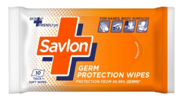 Savlon Germ Protection Wet Wipes, 10 Thick + Soft wipes-1packet