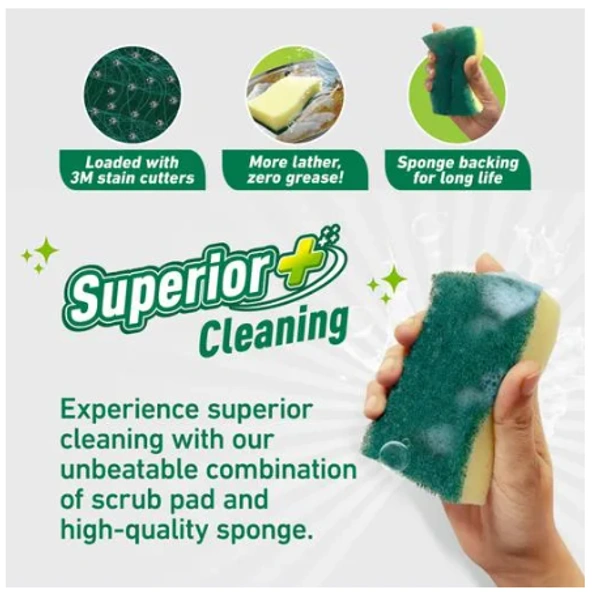 Scotch Brite Scrub Sponge Superior + Cleaning, 3 pads