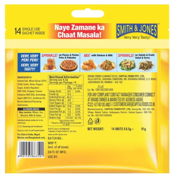 Smith & Jones Very Very Tasty Peri Peri Masala, 14Units x6.5gm