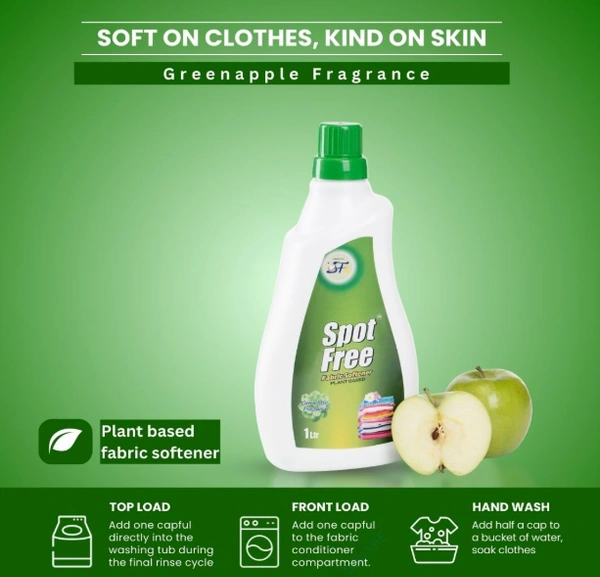 Spot Free Fabric Softener Plant Based, Green Mist Fragrance - 1ltr