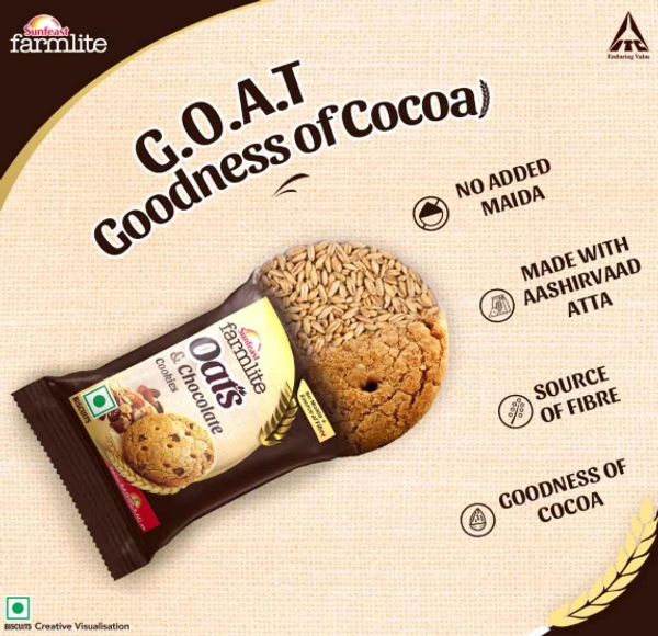 Sunfeast Farmlite Oats & Chocolate Cookies - 150gm