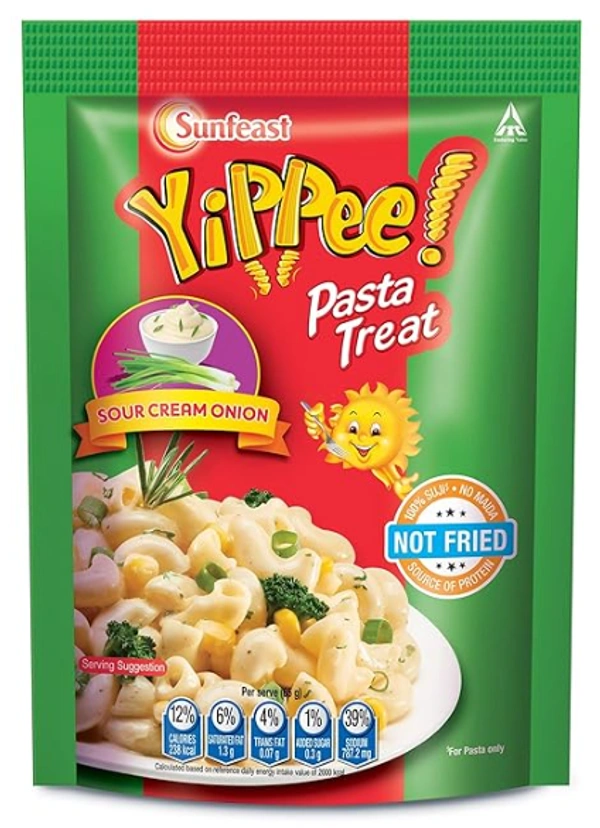 Sunfeast Yippee Pasta Treat,100% Suji,Sour Cream Onion-65gm