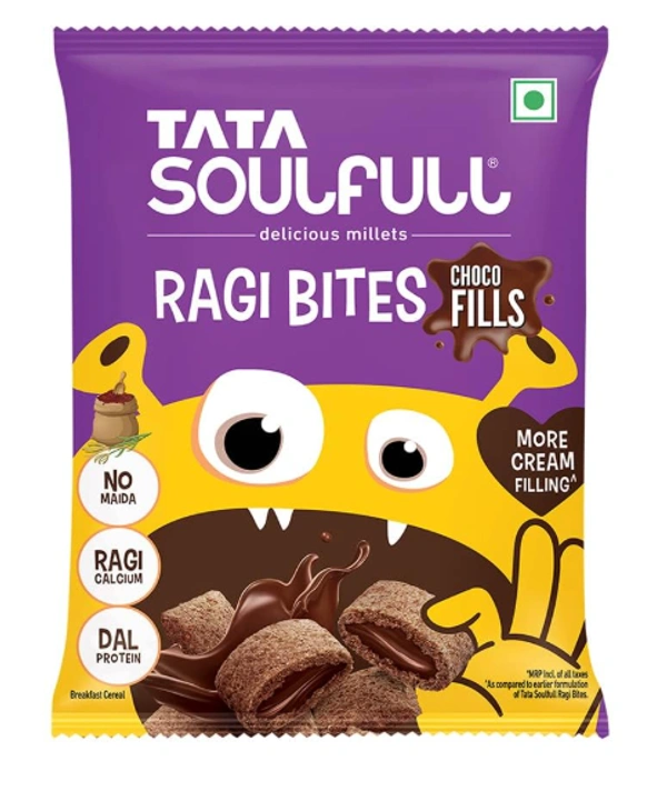 Tata Soulfull Ragi Bites Strawberry Fills, Choc Fills, Vanilla Fills - 102gm(17gmx2N+17gmx2N+17gmx2N)