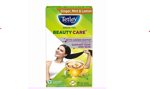 Tata Tetley Green Tea, Beauty Care - Ginger, Mint & Lemon - 25 Tea Bags