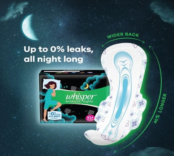 Whisper Ultra bindazz Nights XL+ 15 pads(Buy 2 Get 1 Free)-1packet