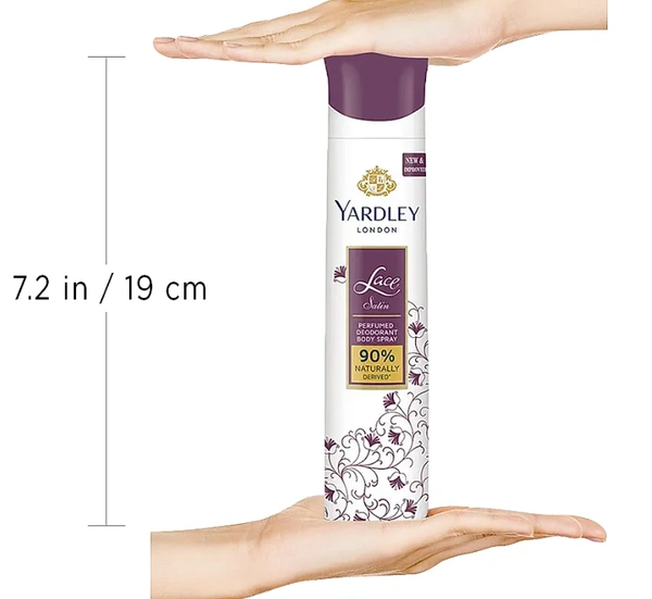 Yardley London Lace Satin, Perfumed Deo Body Spray, 150ml