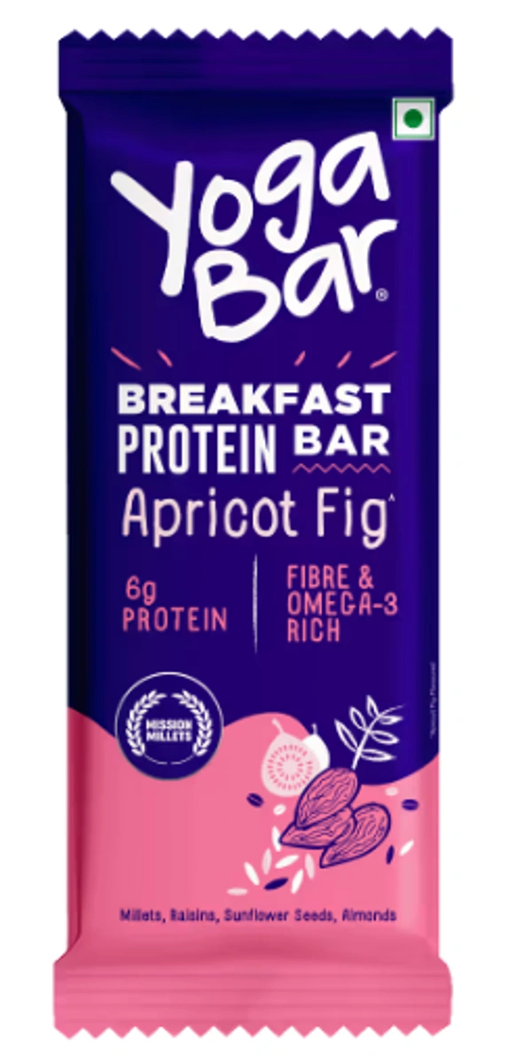 Yogabar Breakfast Protein Bar, Apricot Fig - 45gm