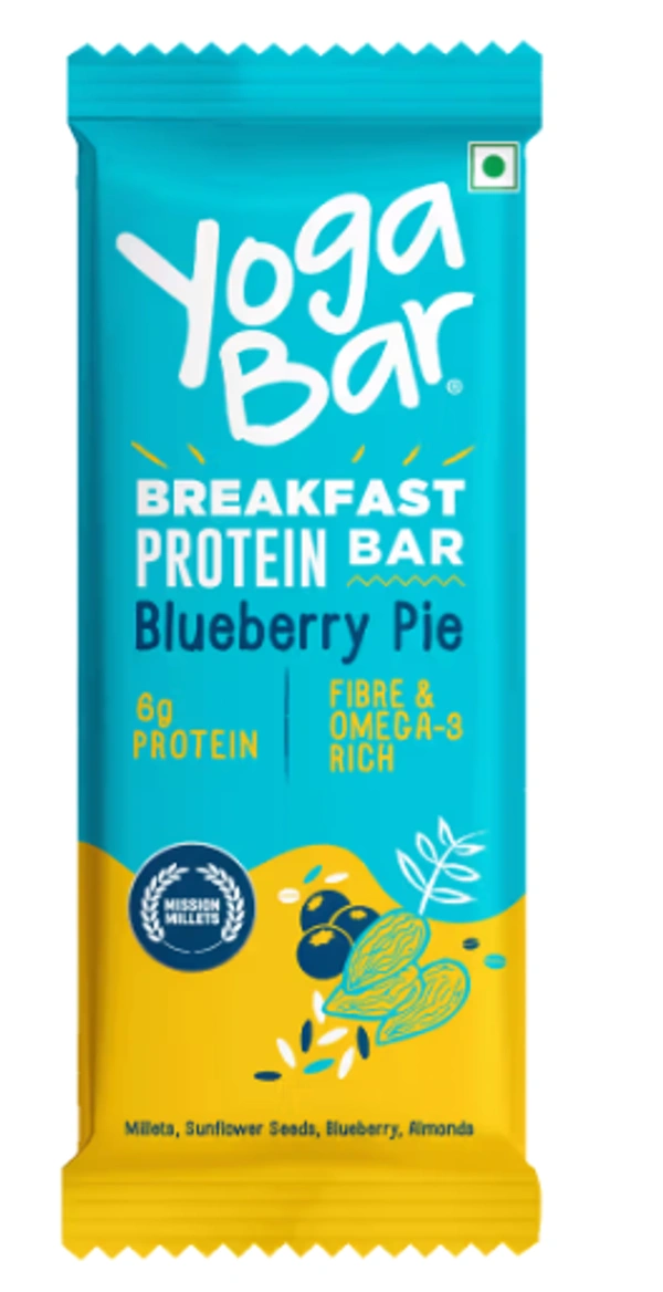 Yogabar Breakfast Protein Bar, Blueberry Pie - 45gm
