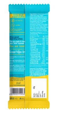 Yogabar Breakfast Protein Bar, Blueberry Pie - 45gm