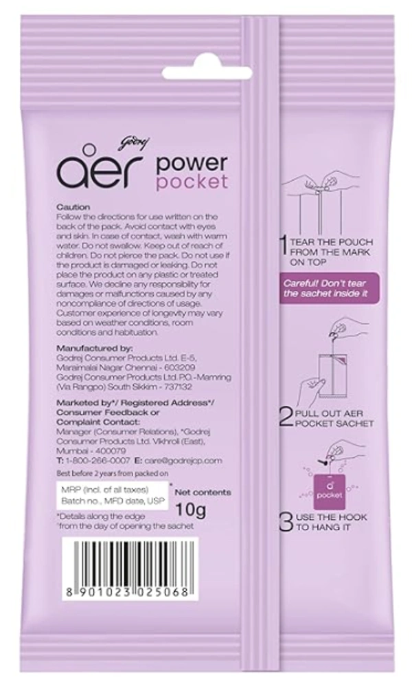 Aer Godrej Power Pocket bathroom Fragrance, berry rush, Upto 30 days