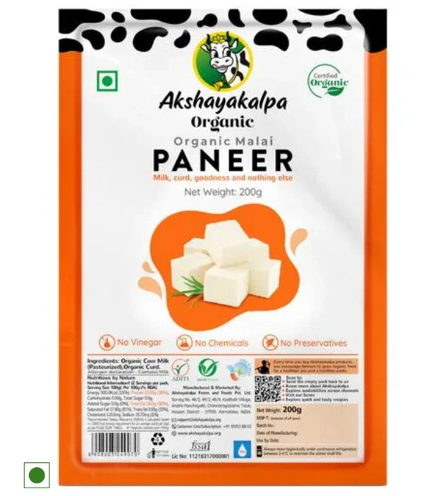 Akshayakalpa Organic Malai Paneer , 200gm