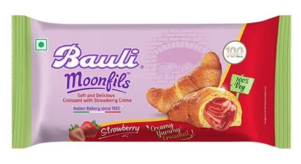 Bauli Moonfills 100% veg Strawberry Flavoured, Soft & Delicious Croissant with Strawberry Cream, 45gm