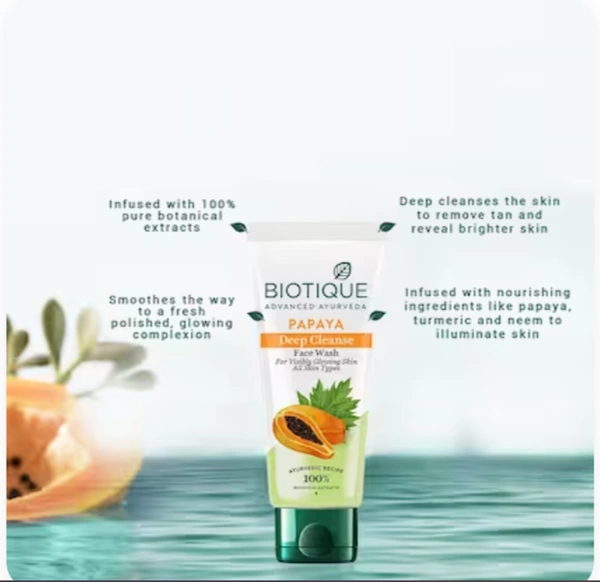 Biotique Advanced Ayurveda PAPAYA Deep Cleanse Facewash All Skin Types - 100ml