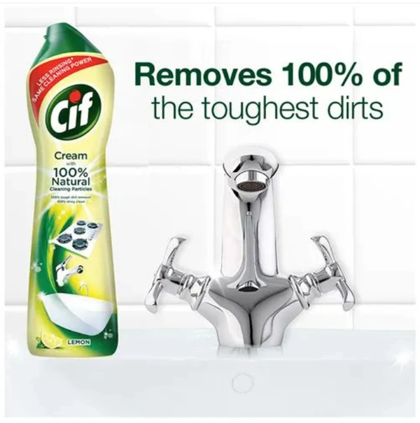 Cif Cream with Natural Cleaning Particles Tough dirt removal, Lemon, 500ml