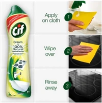 Cif Cream with Natural Cleaning Particles Tough dirt removal, Lemon, 500ml