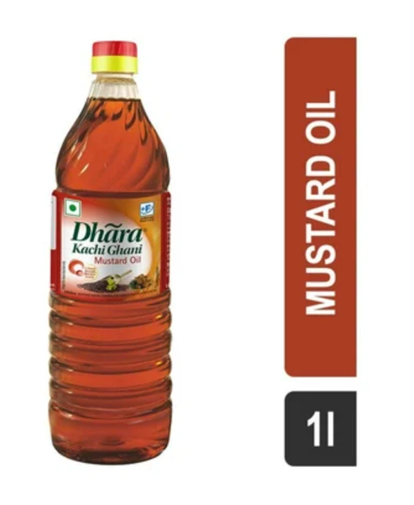 Dhara Kachi Ghani Mustard Oil - 1Ltr
