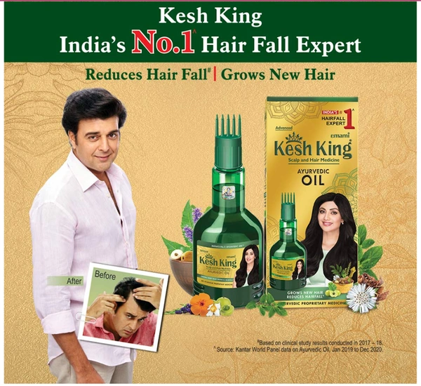 Emami Kesh King Scalp and Hair Medicine, Grows New Hair, Reduces Hairfall, Ayurvedic Oil, 100ml (100ml + 20ml EXTRA)