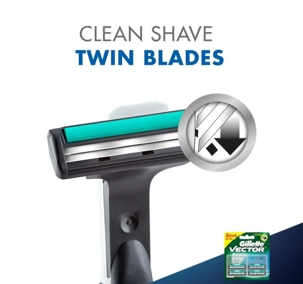 Gillette Vector+ Cartridges, Shaving Razor Blades - 4N